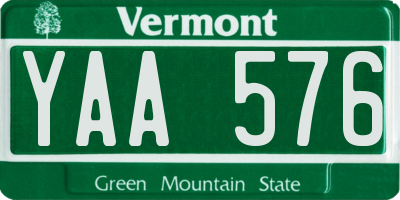 VT license plate YAA576