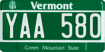 VT license plate YAA580