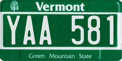 VT license plate YAA581