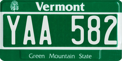 VT license plate YAA582
