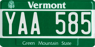 VT license plate YAA585