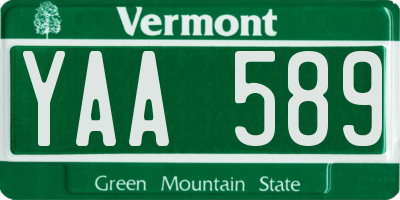 VT license plate YAA589