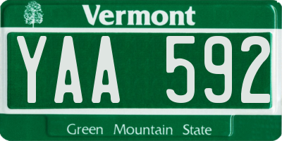 VT license plate YAA592