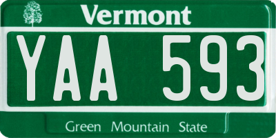 VT license plate YAA593