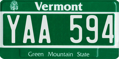 VT license plate YAA594