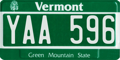 VT license plate YAA596