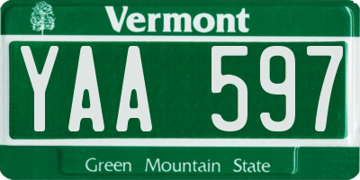 VT license plate YAA597