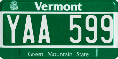 VT license plate YAA599