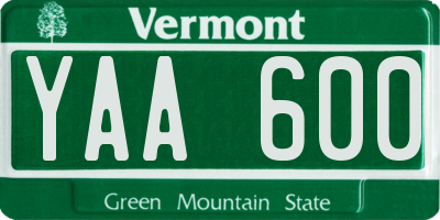 VT license plate YAA600
