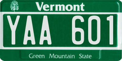 VT license plate YAA601