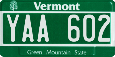 VT license plate YAA602