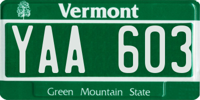 VT license plate YAA603