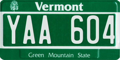 VT license plate YAA604