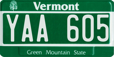 VT license plate YAA605