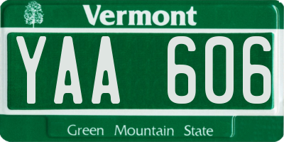 VT license plate YAA606