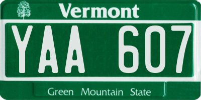 VT license plate YAA607