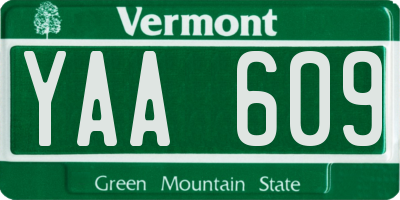 VT license plate YAA609