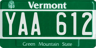 VT license plate YAA612
