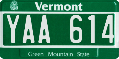 VT license plate YAA614