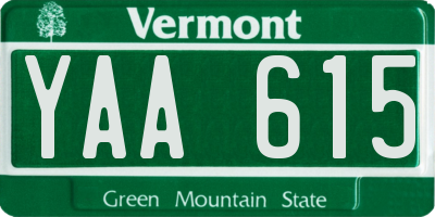 VT license plate YAA615