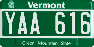 VT license plate YAA616