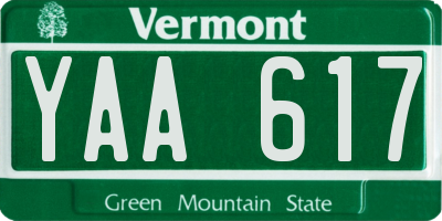 VT license plate YAA617