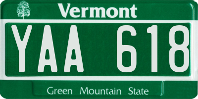 VT license plate YAA618