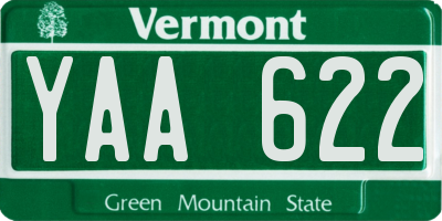 VT license plate YAA622