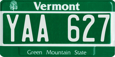 VT license plate YAA627