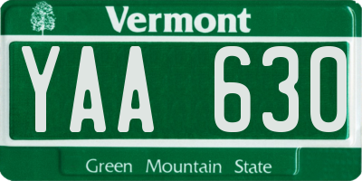 VT license plate YAA630
