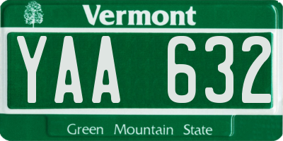 VT license plate YAA632