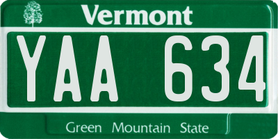 VT license plate YAA634