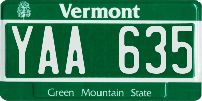 VT license plate YAA635