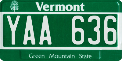 VT license plate YAA636
