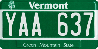 VT license plate YAA637
