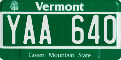 VT license plate YAA640