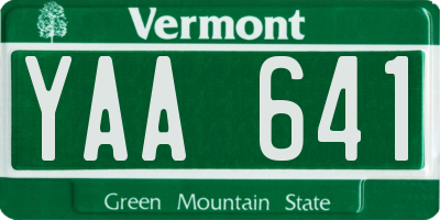 VT license plate YAA641