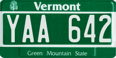 VT license plate YAA642