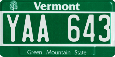 VT license plate YAA643