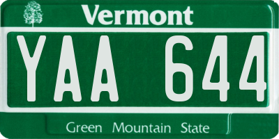 VT license plate YAA644
