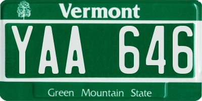 VT license plate YAA646