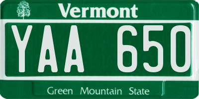 VT license plate YAA650