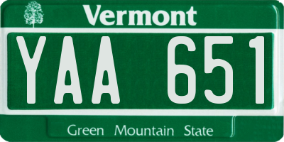 VT license plate YAA651