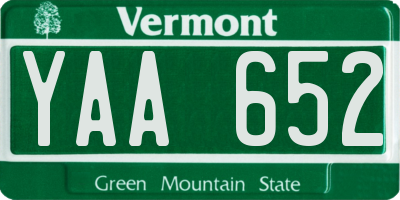 VT license plate YAA652