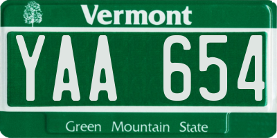 VT license plate YAA654