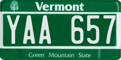 VT license plate YAA657