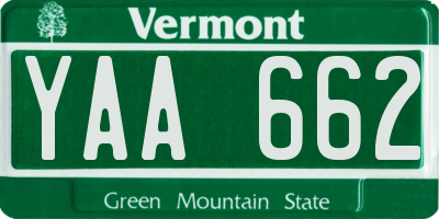 VT license plate YAA662