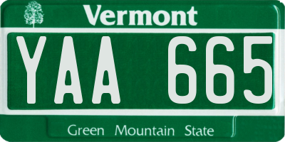 VT license plate YAA665