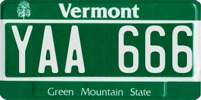 VT license plate YAA666