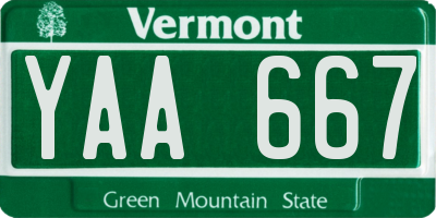 VT license plate YAA667